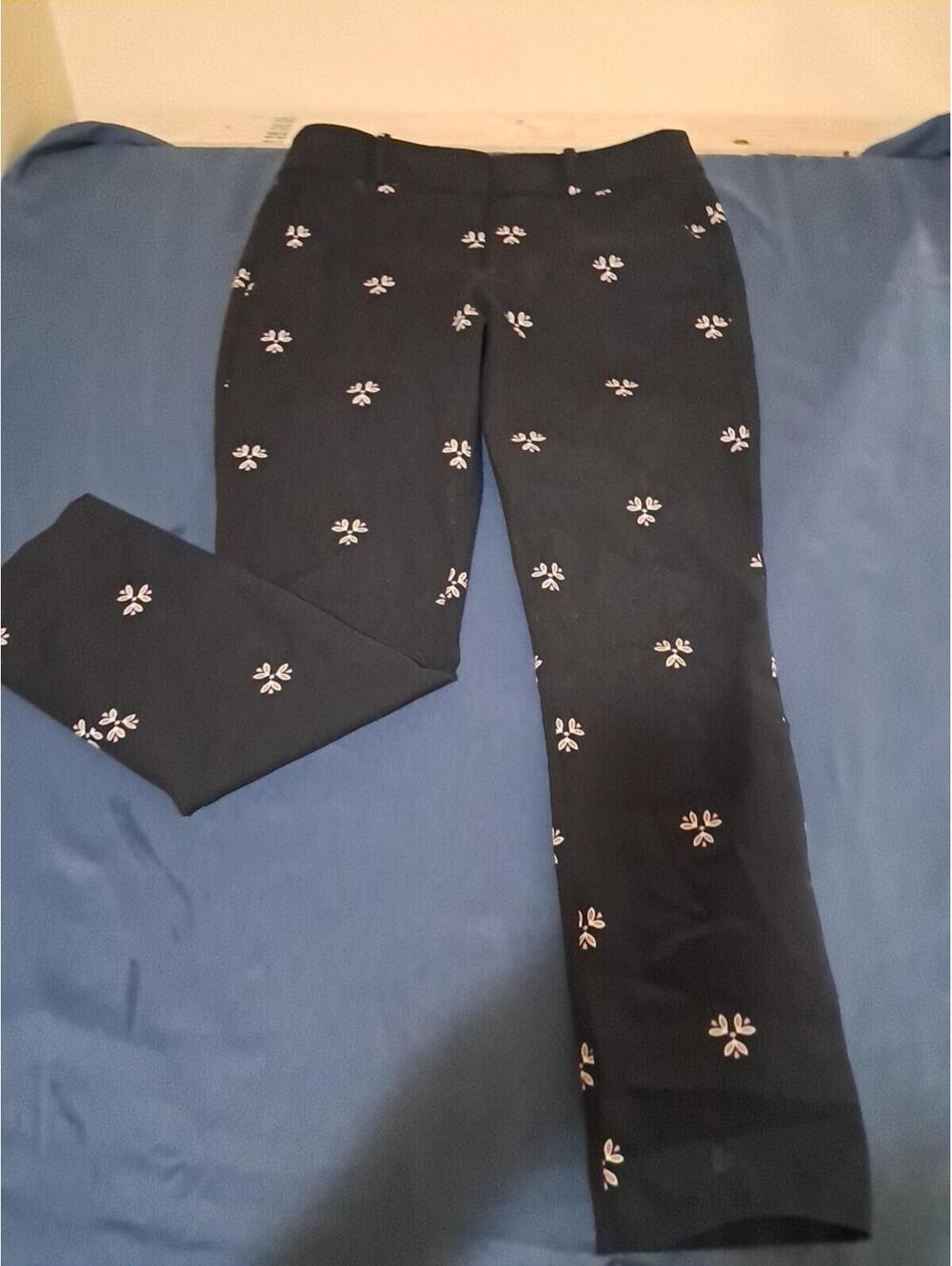 Loft Women's 4p Floral Dress Pants Straight Leg Mid -Black Marisa Skinny Rare